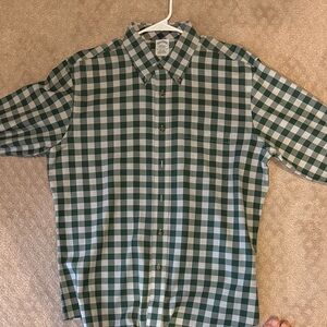Brooks Brothers Green and White Plaid Shirt